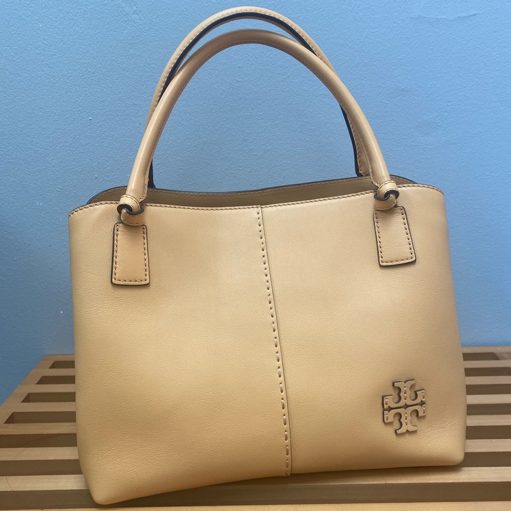 Tory Burch McGraw Smooth Leather Satchel - Jackfruit